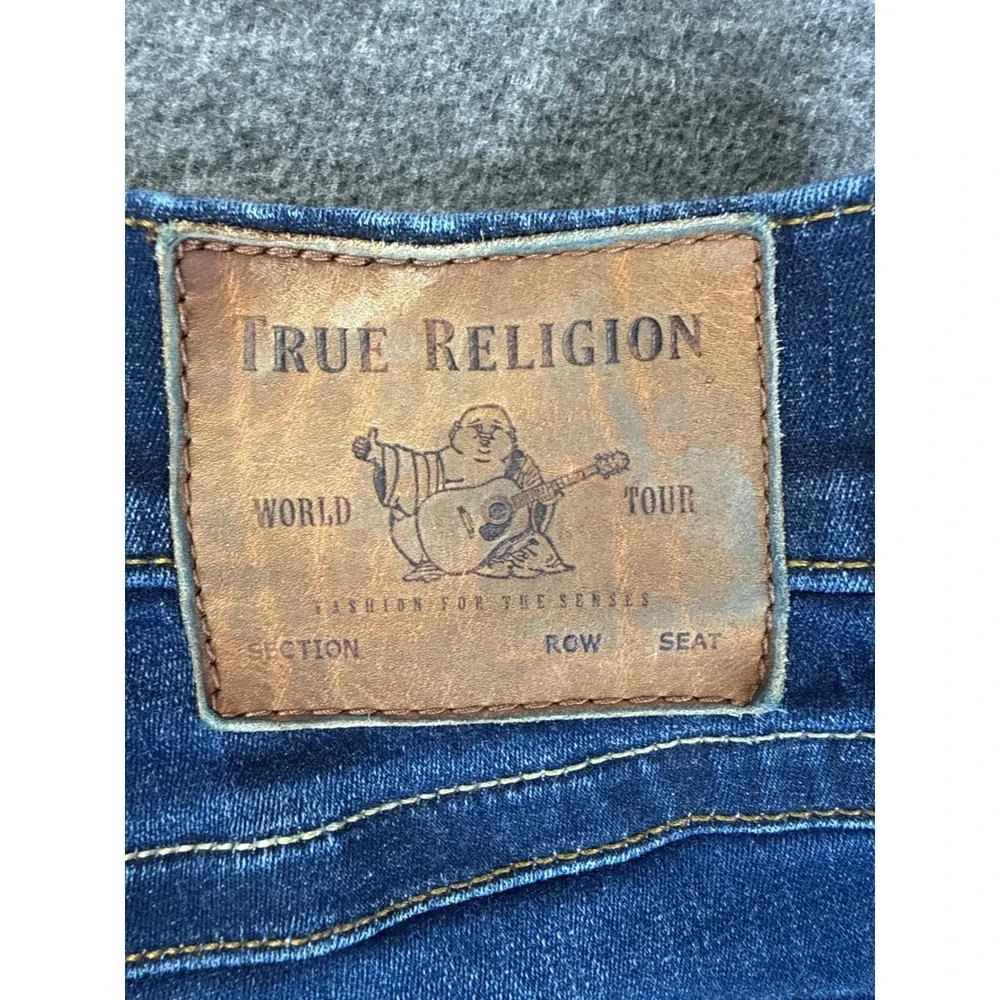 True Religion Ricky Flap SE Jeans Mens 36 Dark Wash Straight Leg Stretch Denim